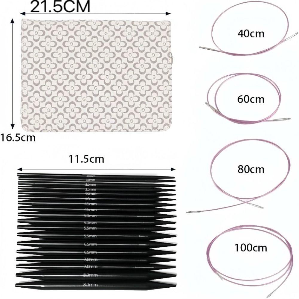 18 Sizes Circular Knitting Needle Set Knitting Needle Set with Bag  For Knitting Enthusiasts
