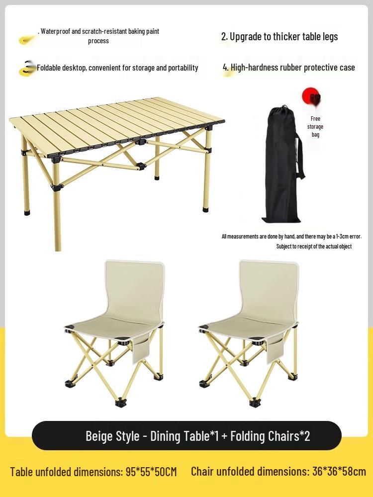 Portable Folding Table and Chair Set for Camping, Picnics, Beach, Barbecue, Car, or Sketching