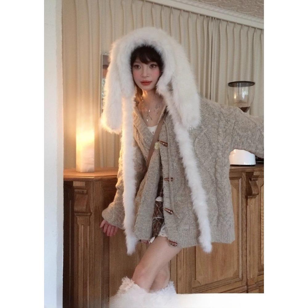 Temperament Słodki Pluszowy Uroczy Zimowy Pogrubiony Ochrona Uszu Zimne Uszy Ciepły Zintegrowany Szalik Kapelusz