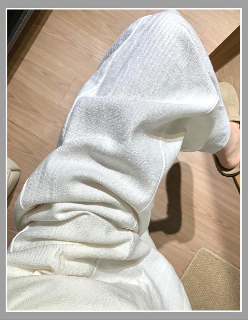 Korean Old Money Style Women's Wide-Leg Cotton Linen Pants, High-Waisted Straight Casual for Spring/Summer 2026.