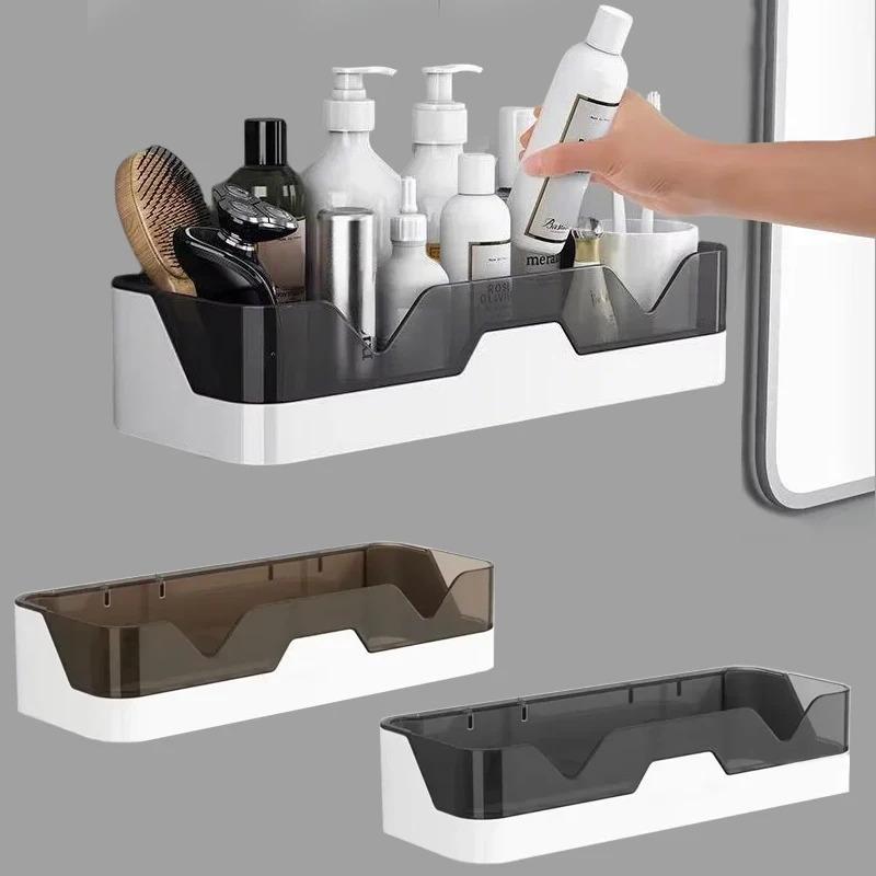 Bathroom Shelf Organizer Shower Storage Rack Black Corner Shelves Wall Mounted Aluminum Toilet Shampoo Holder No Drill