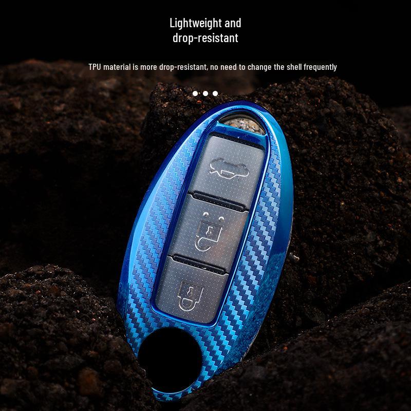 Carbon Fiber Key Case for 22 Nissan Models: Qashqai, X-Trail, Kicks, Murano, Tiida, Sylphy, Patrol, Teana.