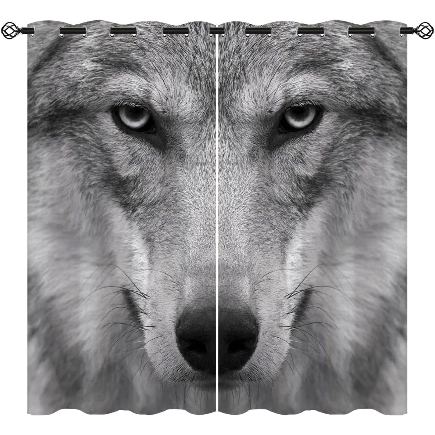 

Фиолетовая галактика волк волки 3D печатные тонкие шторы для спальни гостиной окна отеля 2 панели 65% солнцезащитный козырек W50xH130(CM)x2PCS-Grommet Top