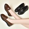 Shoes for Women Office Leather Casual Brown Woman Pumps Wedge Heel 2025 Trend Stylish Footwear Korean Style with Discount Young
