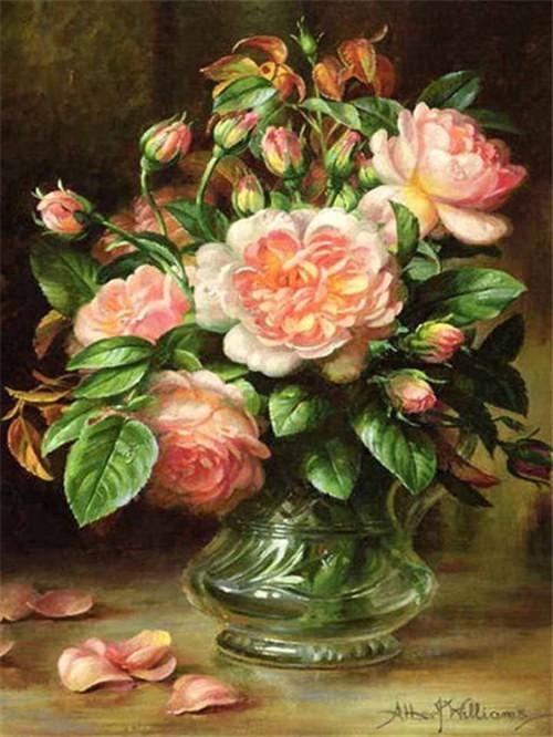 

DIY Алмазная картина Цветок Алмазная художественная мозаика Алмазная вышивка Горный хрусталь Мозаика Подарок Домашний декор Full Round 20x25CM