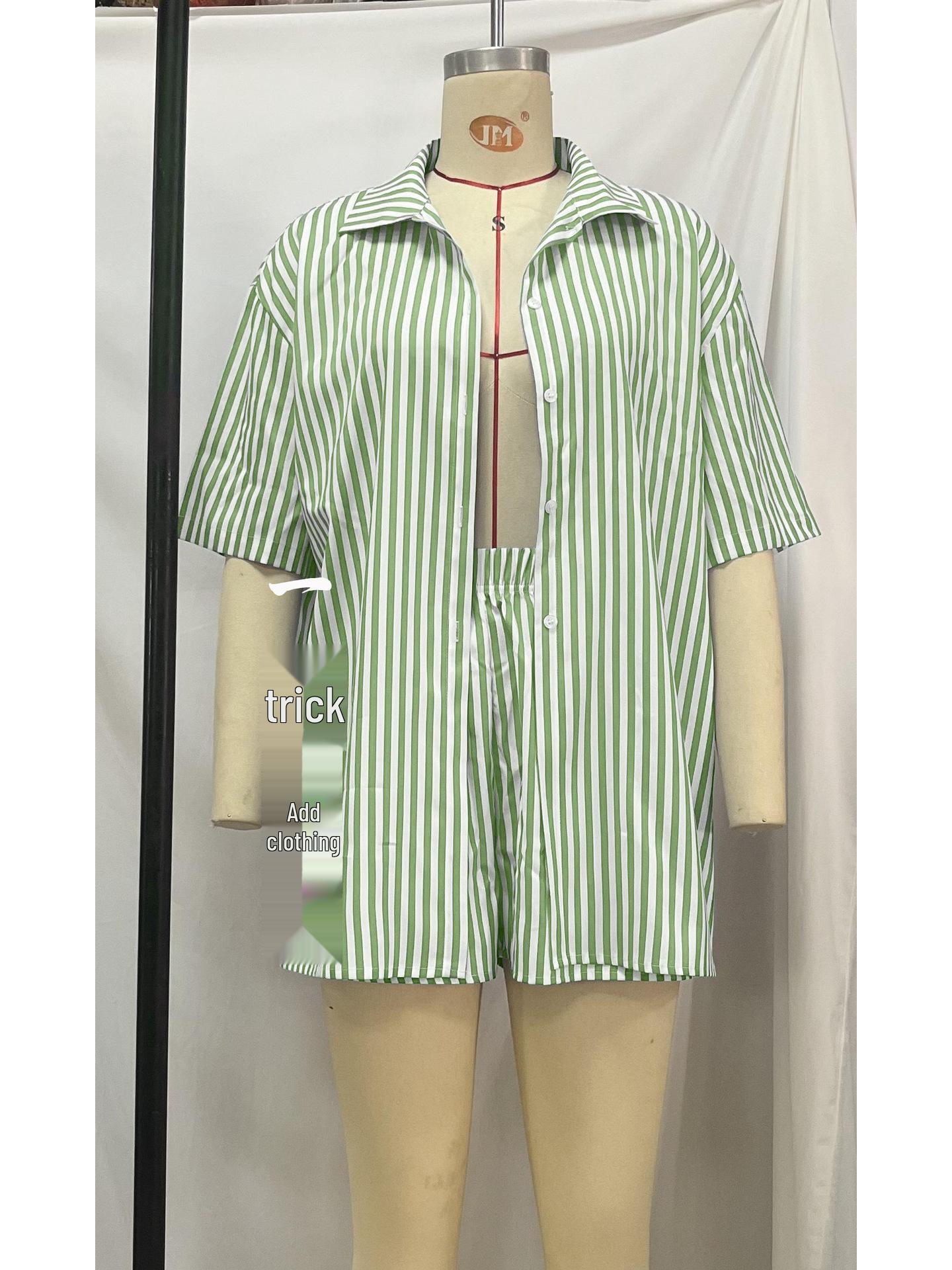 

Сине-белый полосатый комплект накидки для бикини с короткими рукавами для женщин Extra Small зелёный