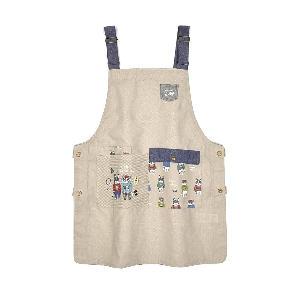 Animal Mode Side Open Apron 258517 Beige [Kusuguru Japan] M-L