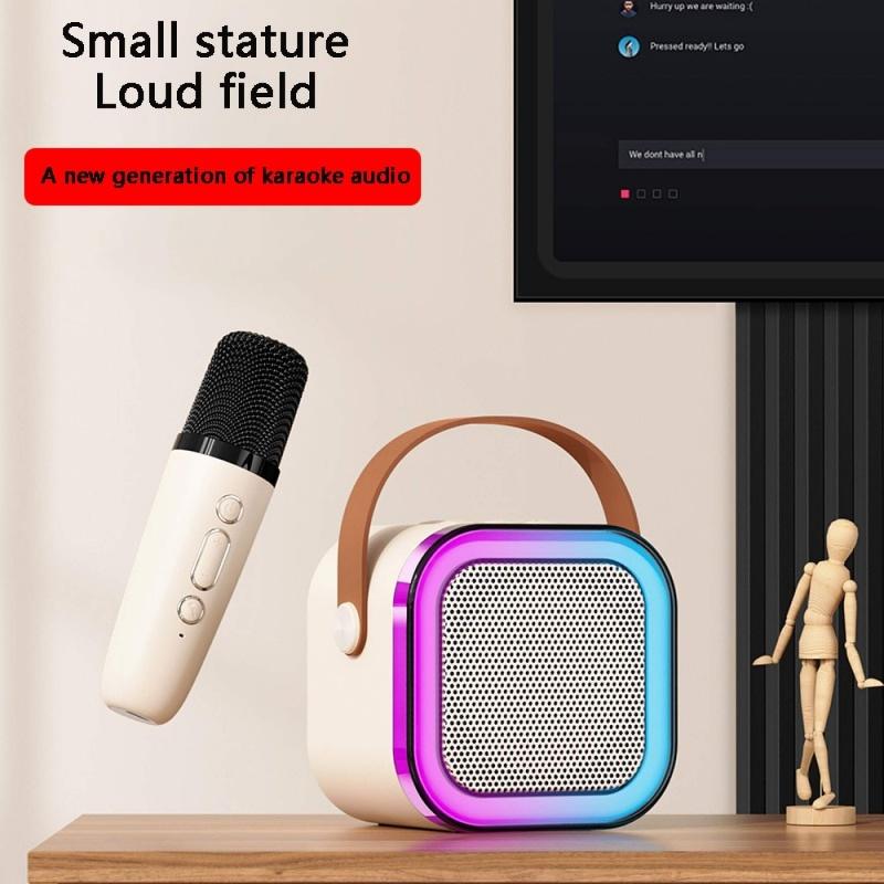 K12 Wireless Bluetooth Speaker with 2 Microphone RGB Portable Music Player Karaoke Machine for Family Singing Children's Gifts