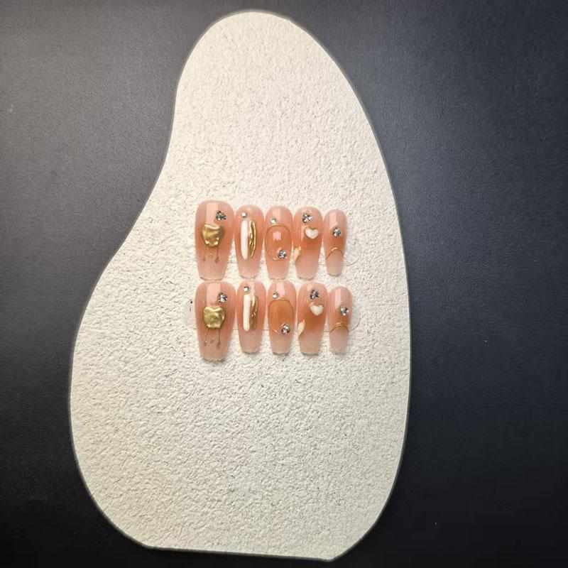 Luxury Private Label Press On Nails Handmade Custom Thick Acrylic Nails With Rhinestones Artificial Fingernails