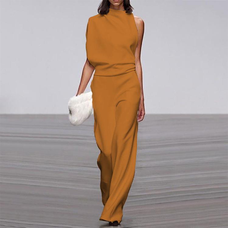 

One-Shoulder Pile Collar Jumpsuit S
