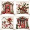 Christmas Theme Short Plush Pillow Cover Set Holiday Print Cushion Case for Living Room Sofa Home Decor 45x45cm
