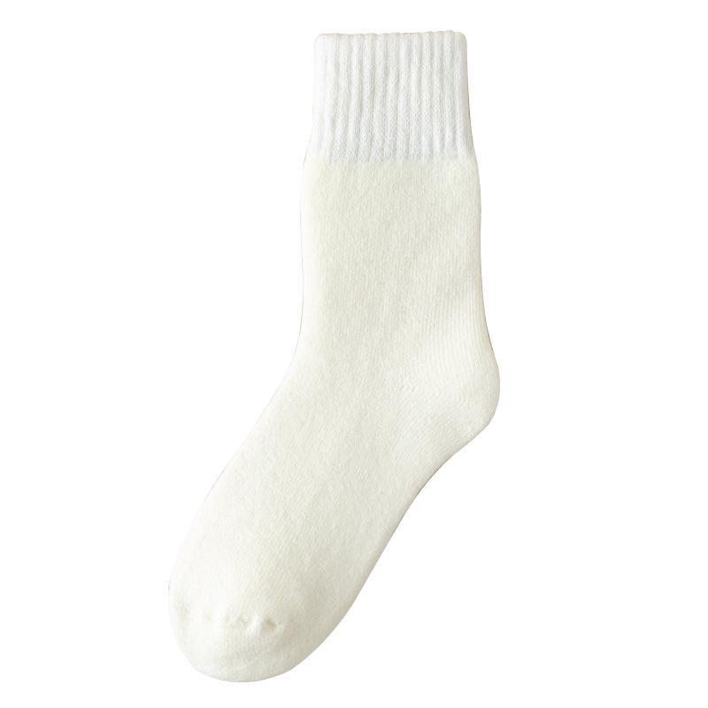 Women's Winter Mid-Tube Socks - Thick, Warm, Soft, Plus Velvet, Solid Colors, Imitation Cashmere, Versatile Casual Home Wear.
