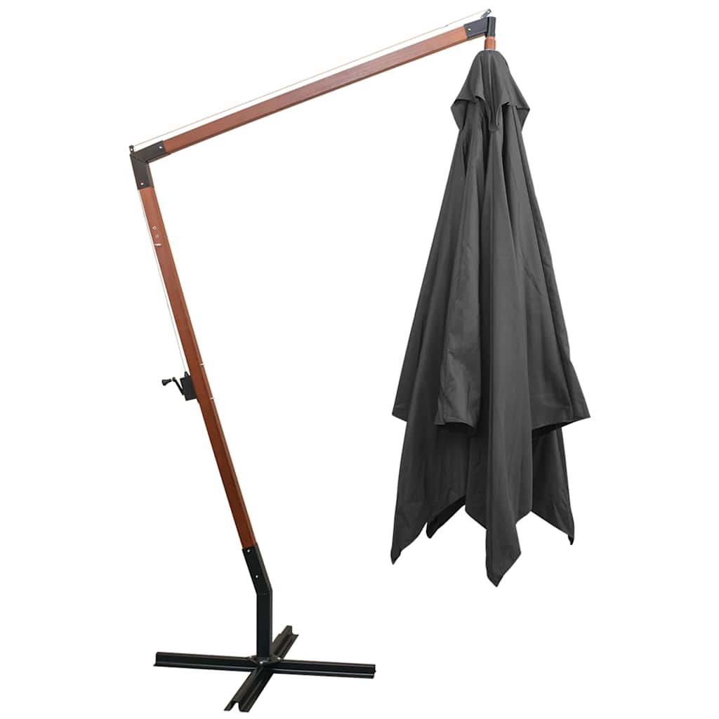 vidaXL Ampelschirm mit Mast Anthrazit 3x3 m Massivholz Tanne