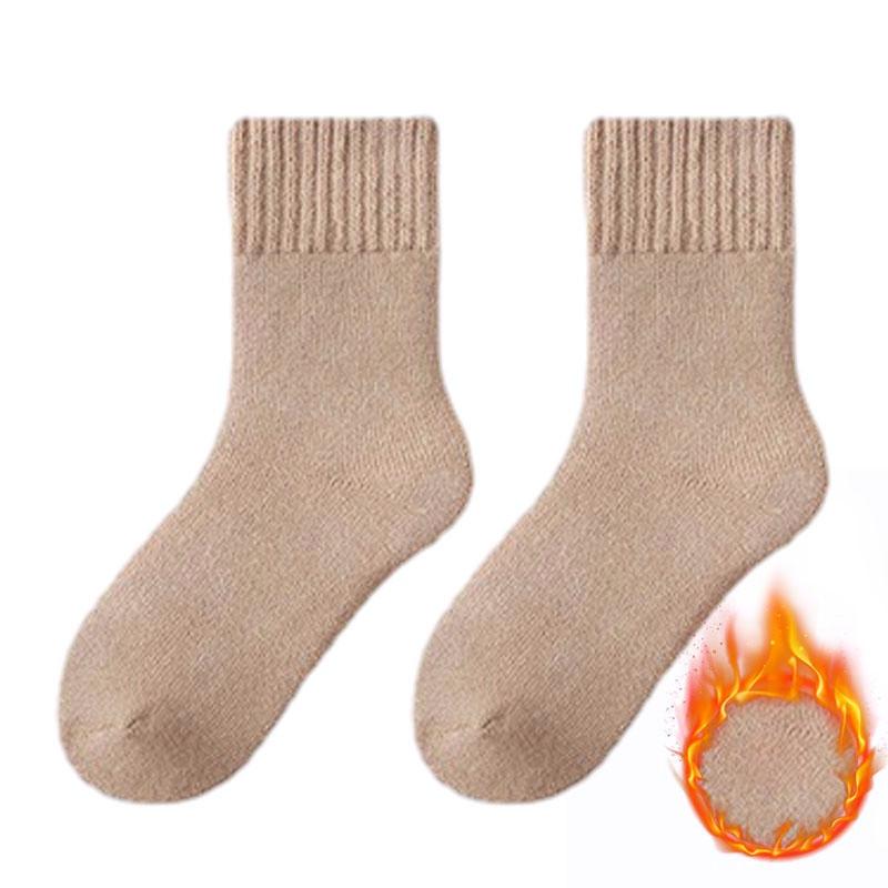 

Women s Winter Fleece-lined Thicken Warm Long Socks Mid-tube Sock Solid Plush Soft Knitted Home Floor Socks Unisex Sleep Socks One Size кавовий