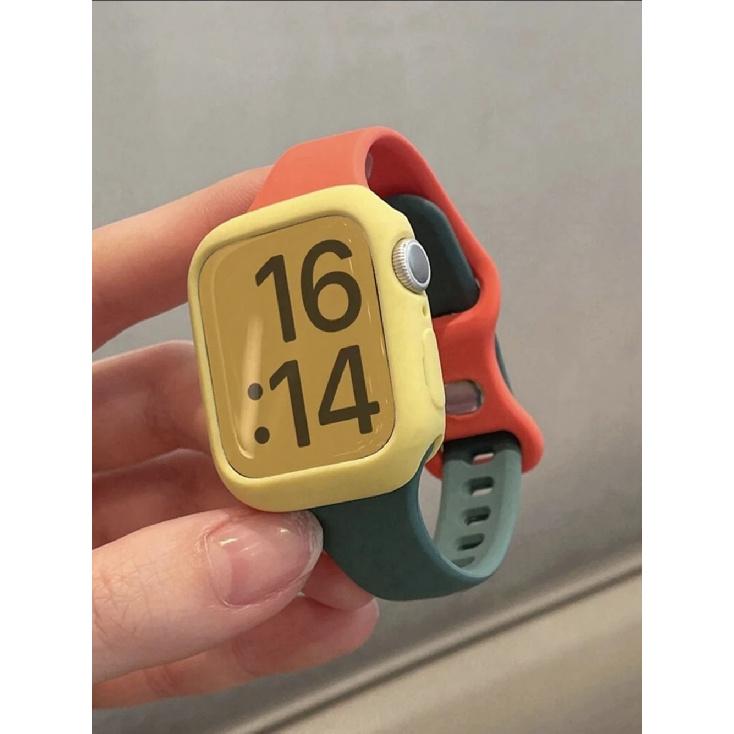 2 in1 Band Silicone protective shell case For Apple Watch cover strap Series 10/9/8/7/6/5/4/3 38mm 40mm 41mm 42mm 44mm 45mm 46mm
