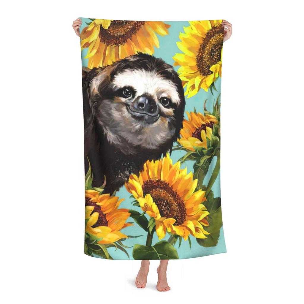 Sunflower Beach Towel Yellow Flower Butterfly Sunset Towel King Size Soft Quick Dry Bath Towel for Travel Bathroom Camping Sport