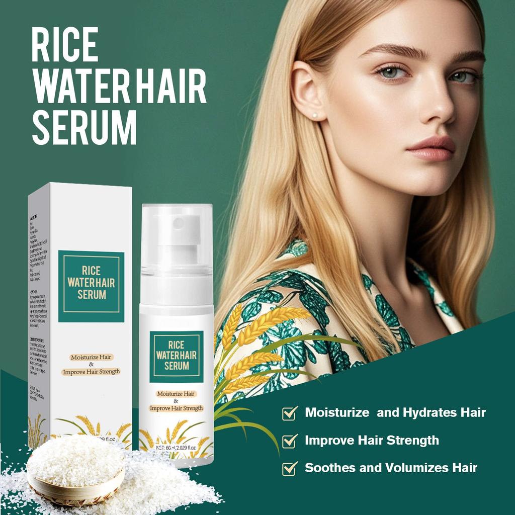 Rice Water Hair Serum Care Prevent Hair Breakage Hair Growth Prevent Hair Loss Hair Care Nourish Scalp Spray,60ml