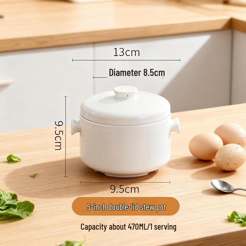 

ZISIZ Ceramic Double-Lid Water Stew Pot