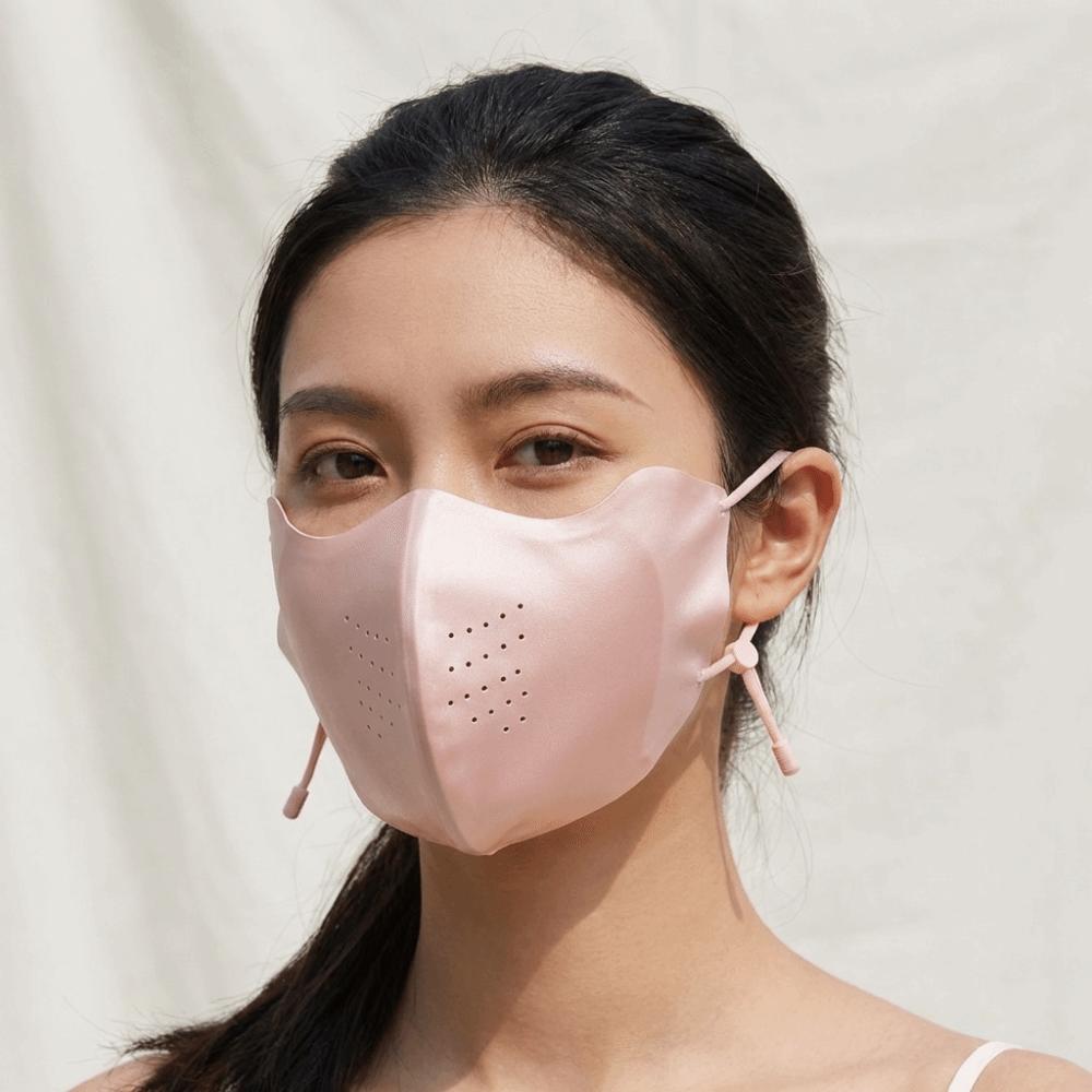 Leichte Atmungsaktive Seidenmaske Dünne Einfarbige Sonnencreme Maske Sonnenschutz UV-Schutz Gesichtsabdeckung Radfahren