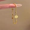 Gold Plated Fortune Character Bracelet For Women Luxury Stainless Steel New Year Versatile Bracelets Good Luck Wealth Jewelry