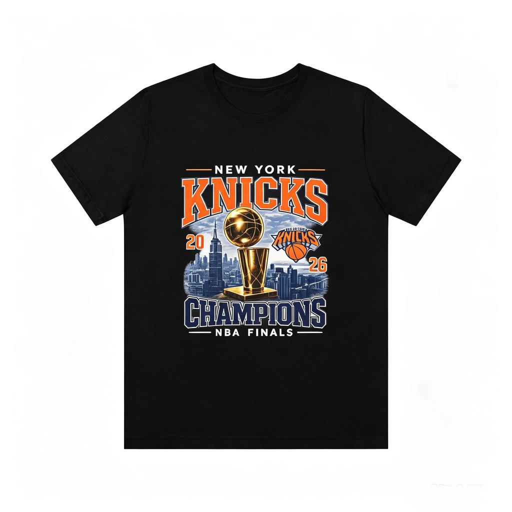 2026 New York Knicks Finals Champion T-shirt, City Skyline & Trophy Print Unisex Cotton Y2K Fashion Summer T-Shirt