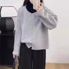 Single-breasted simple wind knitted sweater jacket autumn and winter new loose soft waxy round neck versatile sweater cardigan women