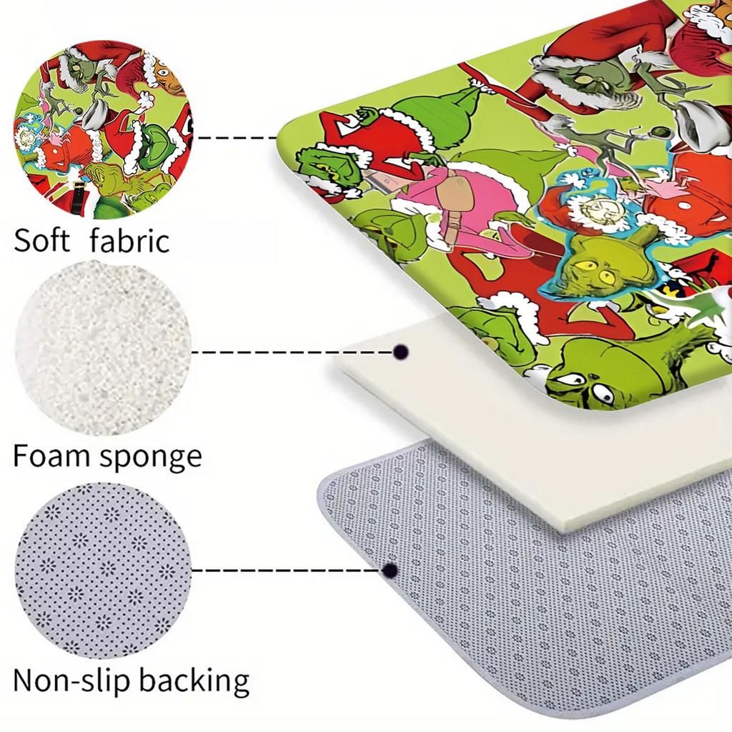 Christmas Themed Carpet Non- Door Entrance Mat Absorbent Bathroom Entrance Floor Mat