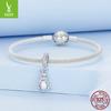 Pearl Rabbit S925 Silver Pendant, Cute Pearl Diy Bracelet Beaded Accessories
