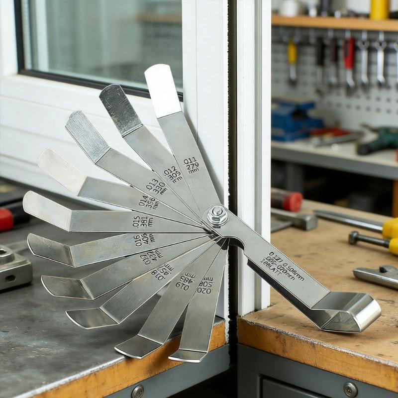 16-teiliger Satz Stahl-Fühlerlehren mit abgewinkeltem Kopf Abgewinkelte Fühlerlehren zur präzisen Messung von Spalten von 0,127 mm bis 0,508 mm