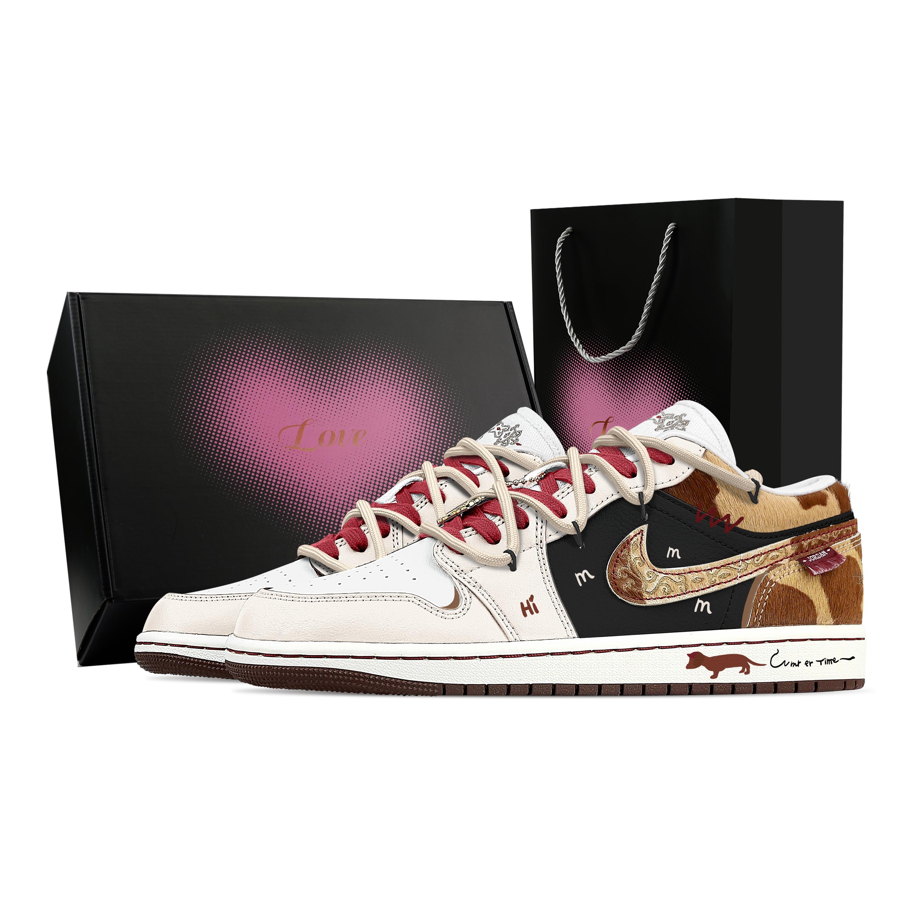

Jordan Air Jordan 1 Caramel Wow, Heart Gift Box Abrasion Resistant Low top Vintage Basketball Shoes Men s IQ5321-121(Team529--) 42.5