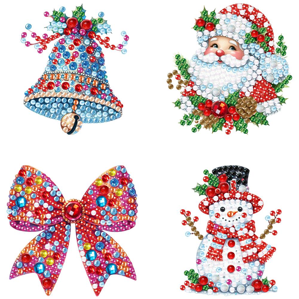 4 st Akryl Specialformad God Jul Diamantmålning Brosch Diamantkonst Brosch Smyckeset för Nybörjare