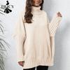 Women's Fashion Casual Fall Winter Solid Color Print Long Sleeve High Neck Sweaters