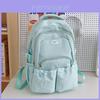 Ladies Casual Nylon Backpack With Grid Print Design And Letter Decor For School And Outings
