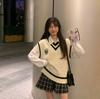 Preppy Style Knit Sweater Vest Women Spring Autumn Niche Loose Cardigan Waistcoat Layering Top
