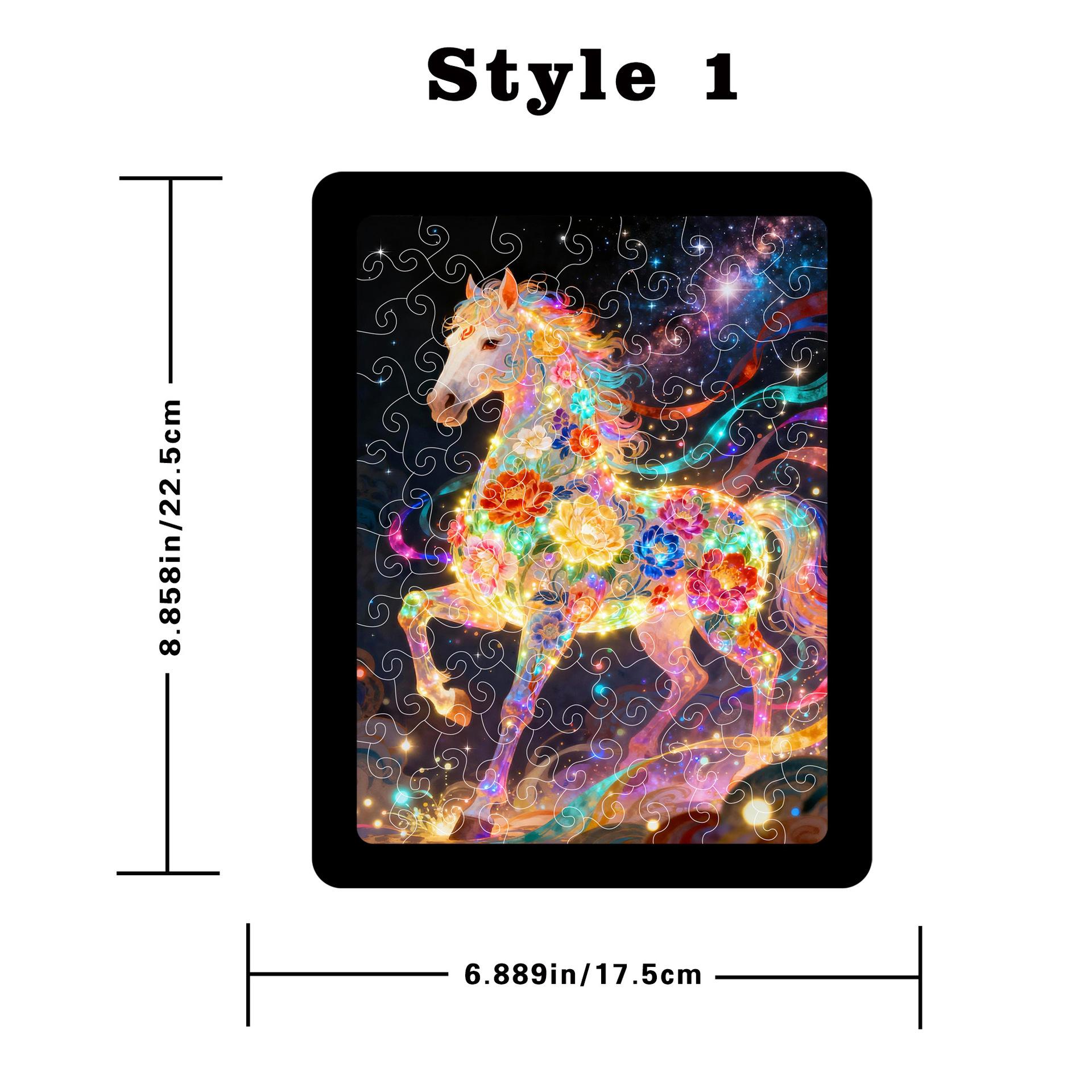 

Colorful Flower Horse Puzzle Decorative Painting Ornament Original Art Translucent Acrylic Puzzle