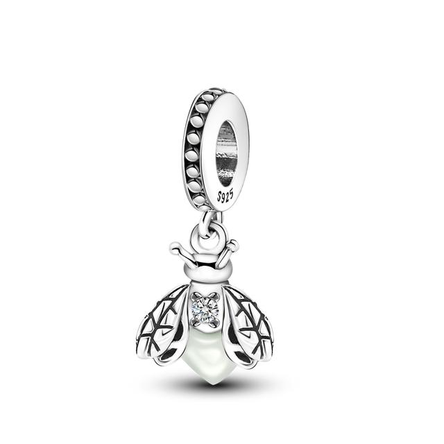 925 Sterling Silver Butterfly Ladybug Cactus Lucky Four Leaf Clover Dinglar Charm Pärlor Passar Charm Armband Original 925 Smycken