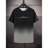 Summer Men's Gradient Color Casual Stretch Sports T-shirt, Round Neck Tee Shirt For Fashion
