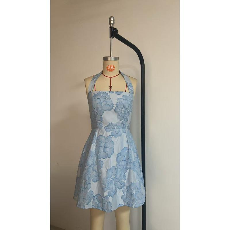 Damen trägerloses Minikleid mit Blumenmuster, A-Linie, lässig, für den Alltag