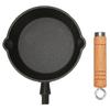 Frying Pan Cast Iron Skillet Drip Spouts Wooden Handle Stain Resistant Quick Heat Easy To Clean Cook Pan