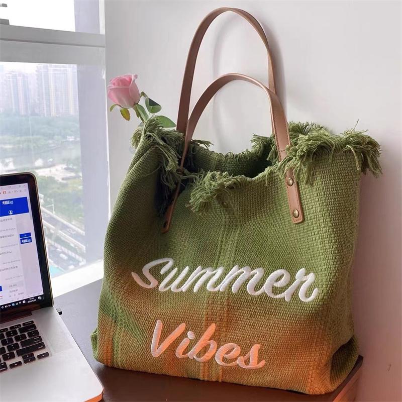 Yogodlns Canvas Women Handbags Large Tote Beach Shopping Bags Underarm Shoulder Bag For Female Casual Top-Handle Bags