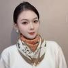 Chic Autumn/Winter Silk Scarf with Magnetic Golden Ball Clasp – Korean Style Neck Warmer