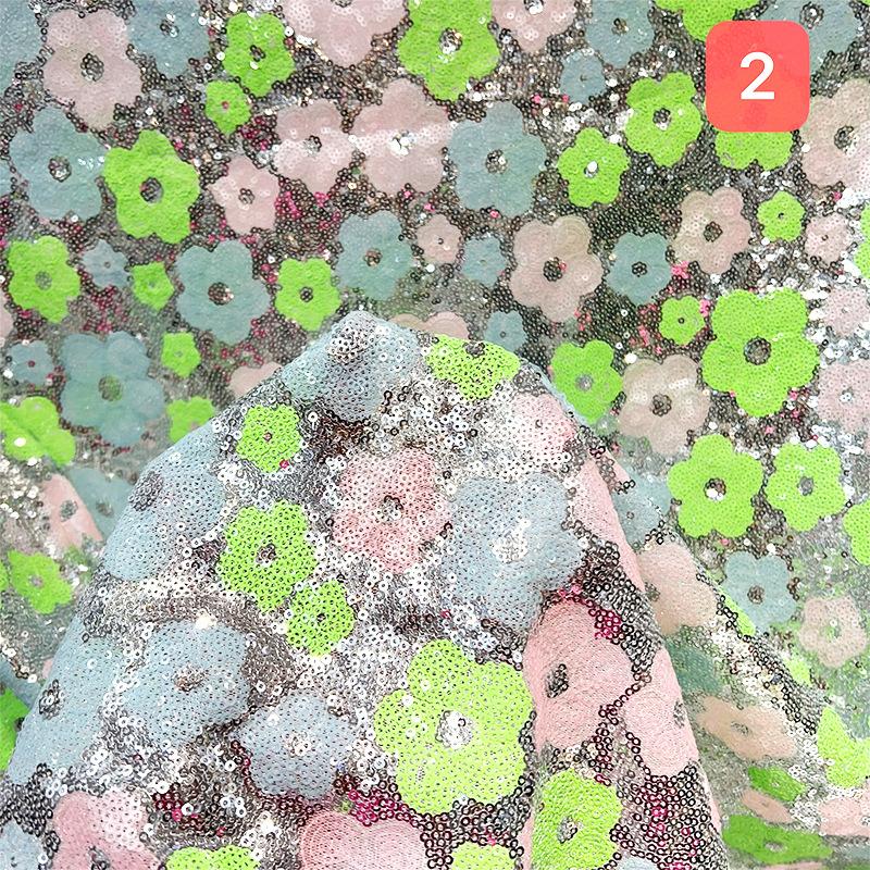1 Yard Blume Pailletten Stickerei Perlen Stoff Elastisches Netz Pflaumenstoff DIY Nähen Kleid Bühnenkostüm Patchwork Material