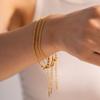  Stainless Steel 18k Gold Plated Metal Three Layer Fashion Bracelet Bangle Women Charm Summer Beach Trendy Chic Jewelry