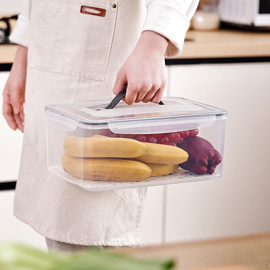 Food Storage Box Fresh Vegetable Fruit with Handle Snack Sealed Space Saving Sealing