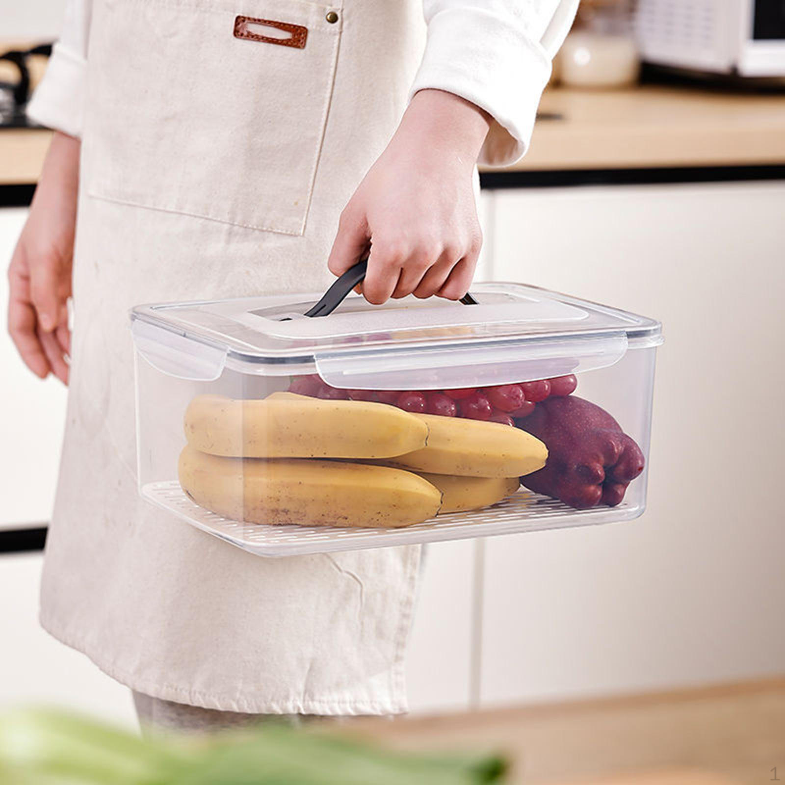 

Коробка для хранения продуктов Свежие овощи фрукты с ручкой Запечатанная, экономящая место, герметичная 10.5L