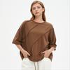 DIMANAF 2025 Plus Size Summer Solid Bat Stripe T-shirt Women Short Sleeve Loose Tops Tees