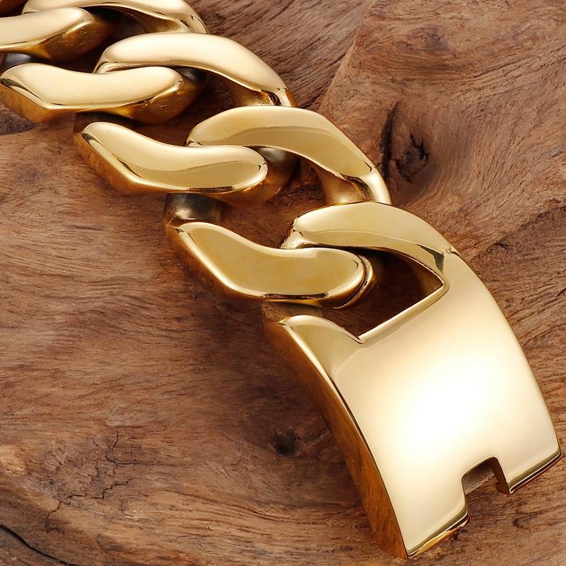 Klobiges 31-mm-Miami-Kettenarmband für Männer in Goldfarbe, schweres Edelstahl-Herrenarmband, Geburtstagsgeschenk für Vater, Ehemann, Jungen