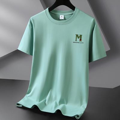 M 10 Colors Pure Cotton Men T-shirt Round Neck Short Sleeve Loose Mans Tee Shirt S-6XL