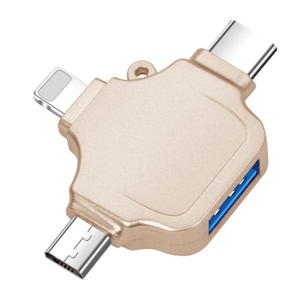 

Адаптер 3,0 3 в 1, клавиатура, мышь, высокий ток для Iphone, Ipad, разъем для зарядки, USB-адаптер для чтения карт памяти, OTG золотой