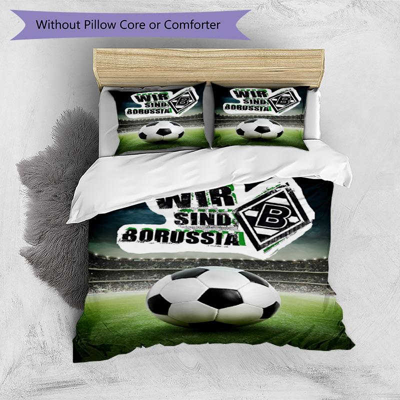 3pcs Duvet Cover Set (1*Duvet Cover + 2*Pillowcase, Without Core), Borussia Monchengladbach Print Bedding Set, Bedroom Decor, All‑Season, Birthday Gif
